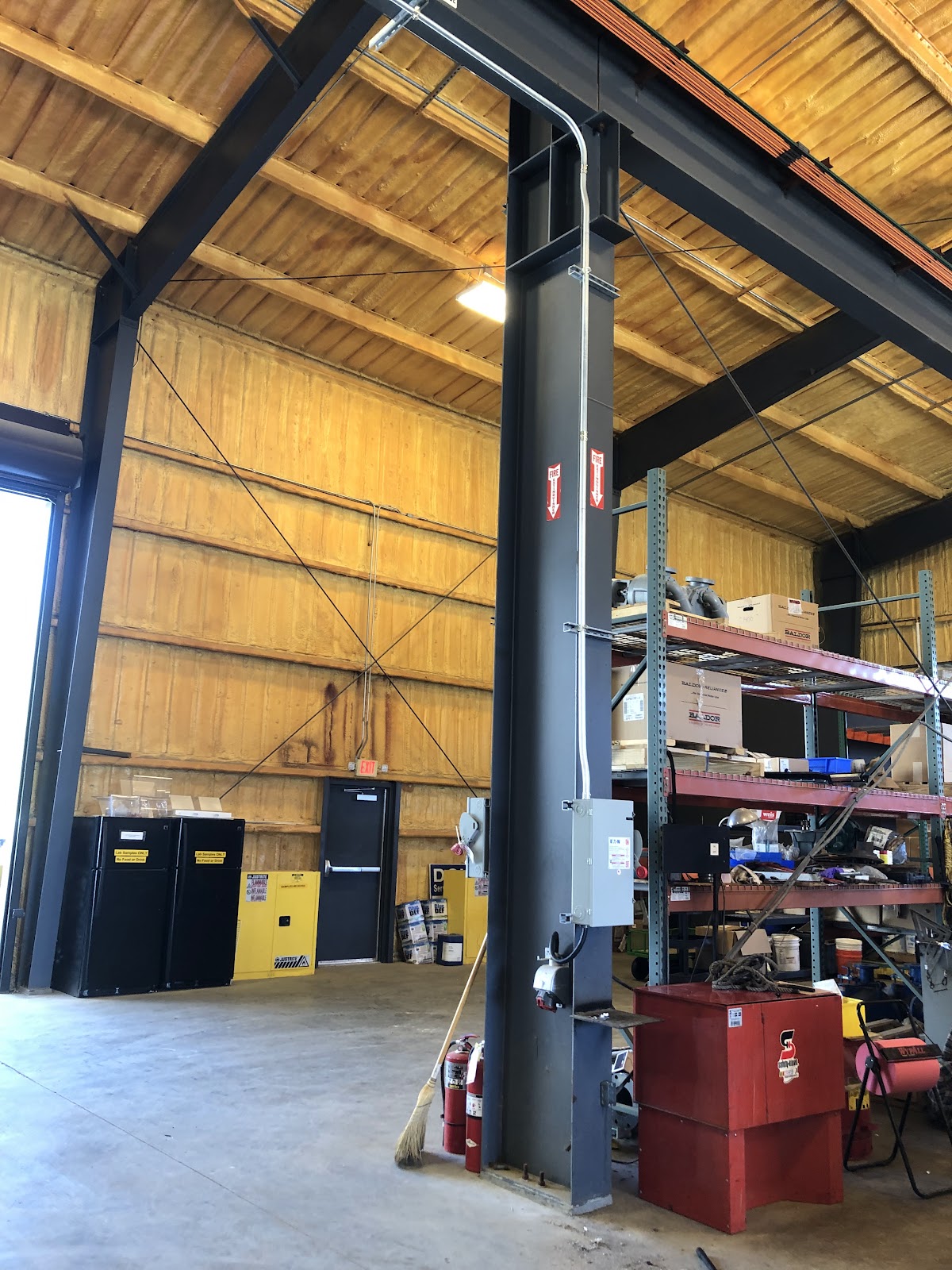 Commercial warehouse electrical riser and conduit